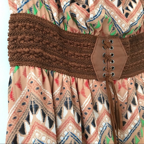 Papaya strapless high low dress Aztec design - Picture 8 of 8